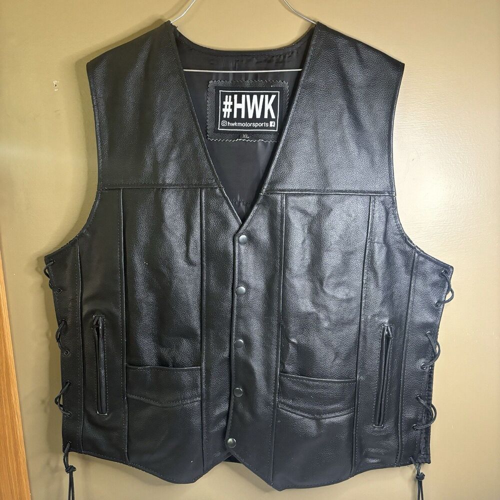 #HWK Motorsports Leather Vest Southern Cruisers Riding Club Patch On Back XL